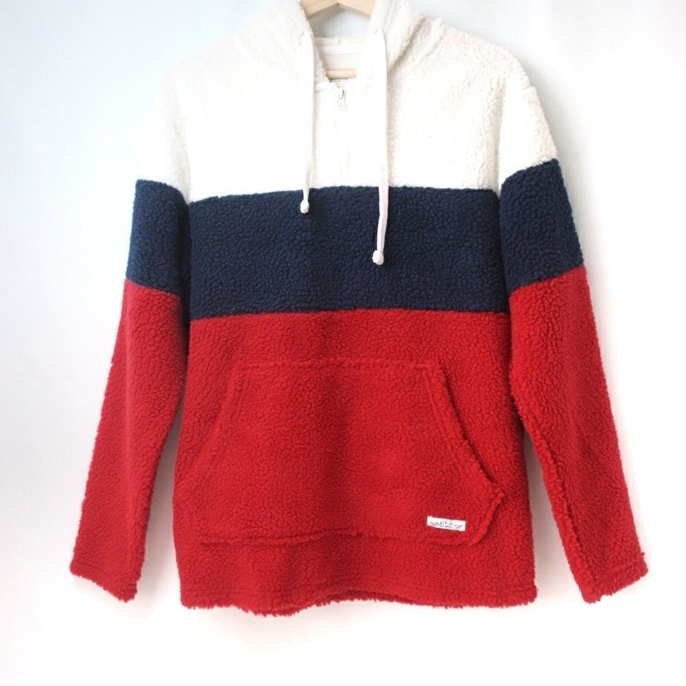 NWT Black Jack Berber Sherpa Hoodie in Tango Red S